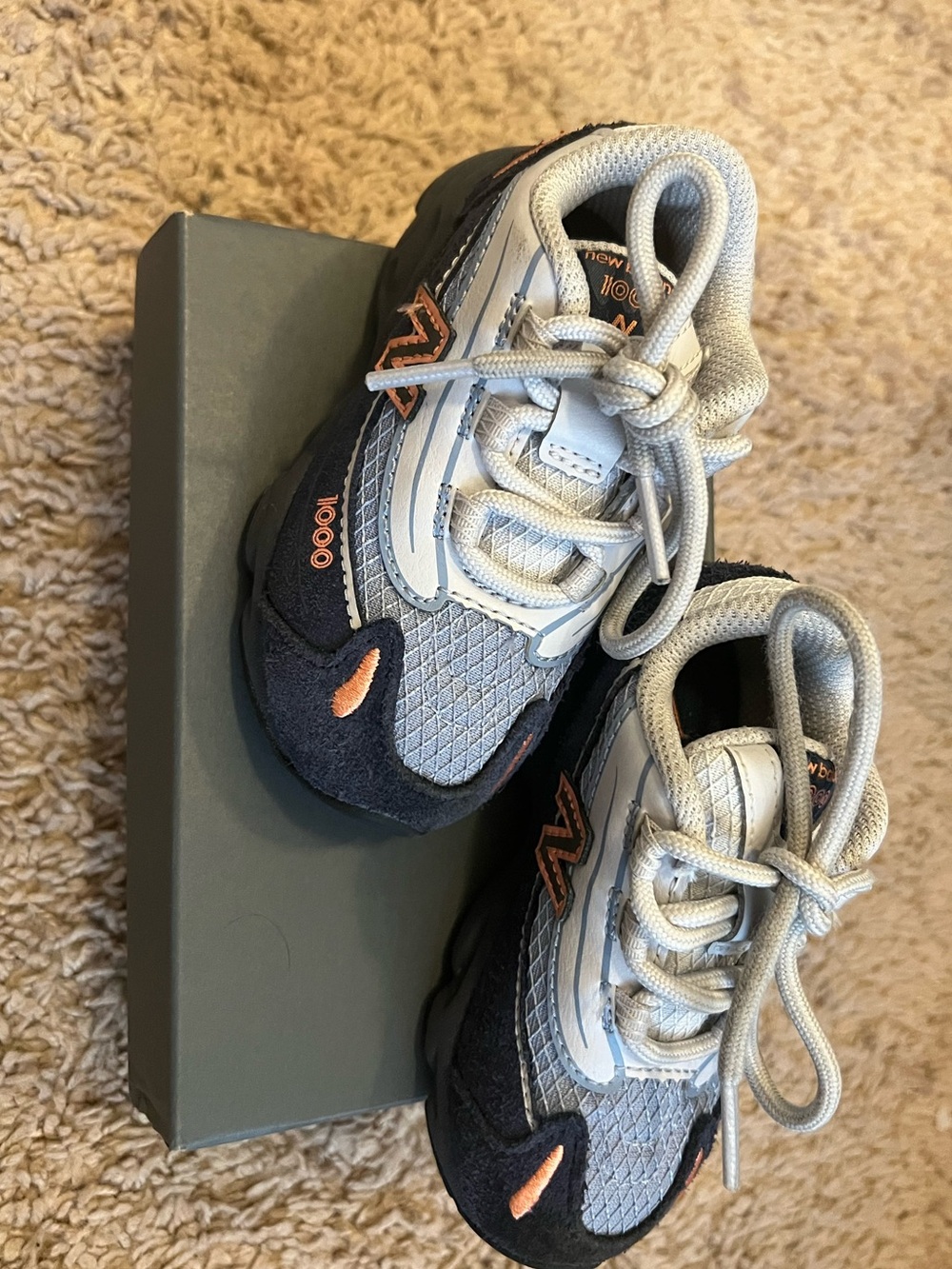 New Balance Kids Gray and Orange Lace-Up Sneakers